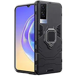 Lejaao Vivo V21E 5G D5 Armor case - Military Grade Case with Kickstand Ring Stand Cover, PC & TPU Impact-Resistant Bumpers Case for Vivo V21E 5G (Black D5)