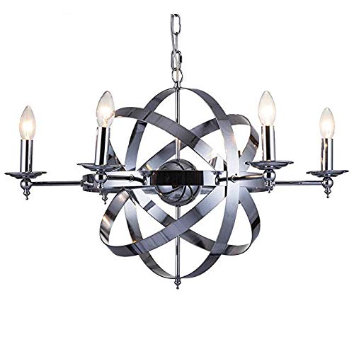 FTFTFTF Kronleuchter, 6 Lichter runde Kerze Kronleuchter Deckenleuchter Retro Industrie Kronleuchter Wohnzimmer Korridor oder Landhaus, Durchmesser 55 cm,1