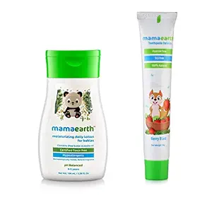 Mamaearth Moisturizing Daily Lotion For Babies + Berry Blast Kids Toothpaste