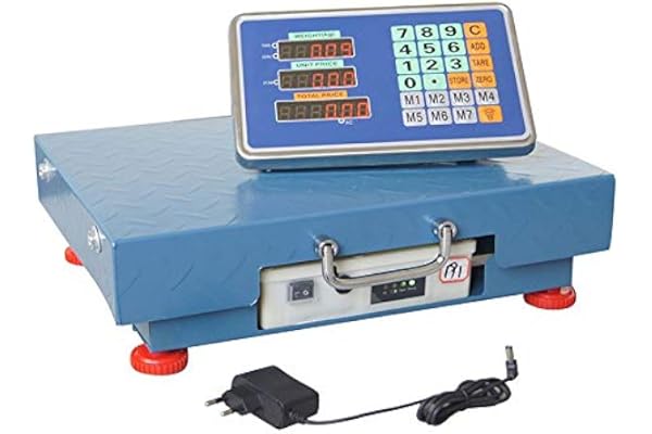 KATSU Balance Industrielle à Plate-Forme 100kg /10g Balance Postale Numérique Rechargeable avec Affichage LED et 32x42cm Plate-forme en Acier Antirouille pour entrepôt de colis d'expédition