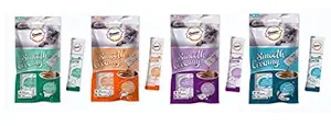 Nootie - Gnawlers Smooth & Creamy Treat | Lickable Cat Treats | Each Pouch Contains 4 X 15g Sachets (Crab + Mussel + Salmon + Chicken & Liver, Combo Pack)