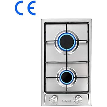 Phönix Domino-DG inbouwkookplaat glas gaskookplaat gasfornuis campingkooktoestel 2 vlammen propaan/aardgas incl. gasslangregelaar