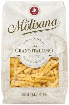 La Molisana - Gemelli n. 80, Pasta Classica da Solo Grano Italiano, Trafilata al Bronzo, Doppia Spirale Avvolgente che Cattura Ogni Tipo di Condimento, Confezione da 500 g