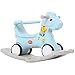 Produktbild Rocking Horse Nattou Schaukeltiere,Baby Schaukelpferd 2 In 1 Schaukelpferd Mit Rädern Für Baby 1-6 Jahre Kunststoff-Schaukelpferd Gartenschaukelpferd,Blue