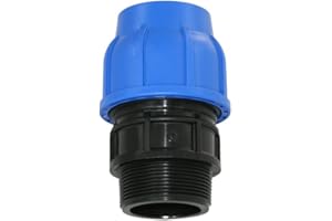 AKVODRIP PP-Fitting 50mm x 1 1/2" AG-Anschluss Klemmverbinder - PE Rohr - 50er PE Verschraubung Adapter mit 1 1/2 Zoll Außengewinde, DVGW