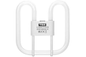 TBE Lighting - Lampadine CFL a risparmio energetico, 28 W, 2D, 4 pin, lampadine fluorescenti DD, attacco GR10q da 4 pin, a lunga durata, colore: bianco freddo, 3500 K (un pezzo)
