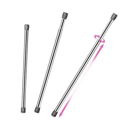 AuraLum® 140-250cm Verstellbare Duschvorhangstange Spannstange aus Aluminium Silber Teleskop Duschstange Teleskopstange Dusche Stange ohne Bohren (Durchmesser: ca. 2,2cm) - 2