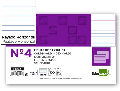Liderpapel Ficha Rayada Nº 4 125X200Mm Paquete De 100 180 g/m²