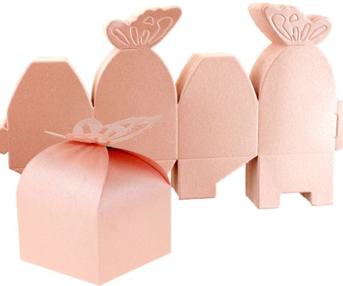 100x Schmetterlings-Muster Hochzeit Party Gastgeschenk Box Kartonagen Schachtel Rosa - 4
