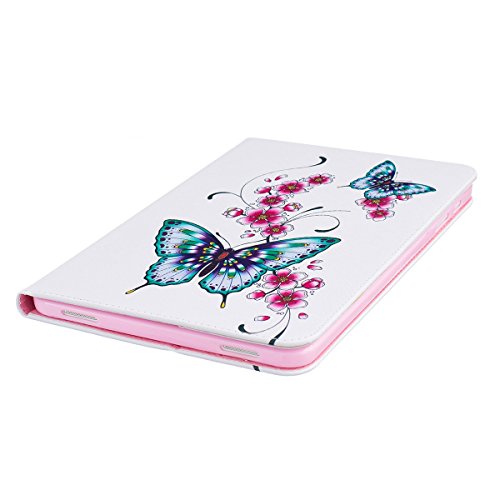 Galaxy Tab A 10.1 Hülle Case,Galaxy Tab A 10.1 Ledertasche,Ukayfe Muster Schutzhülle Leder Tasche für Samsung Galaxy Tab A 10.1 Zoll 2016 T580N/T585N,Bunte Retro Muster Drucks Blumen Slim Fit Folio PU leder Flip Cover im Bookstyle Kunstleder Schutzhülle Cover Tasche mit Ständer für Samsung Galaxy Tab A 10.1 Zoll 2016 T580N/T585N mit 1 x Schwarze Eingabestift (Blau Schmetterling Lila Blumen) - 4