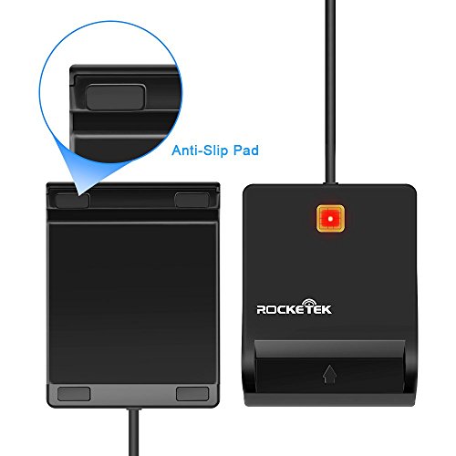 Rocketek USB Chipkartenleser / SmartCard Reader | Plug&Play | Power/Status-LED | USB bus-powered | HBCI Fähig | Windows 10-kompatibel | schwarz (Hochglanz) - 3