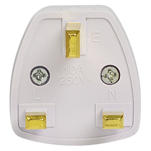6X Reisestecker Adapter für GB UK England 3 Pin Stecker (AC 250V 13A, Farbe: Weiß) mit Material ABS für universal Anschluss - 6