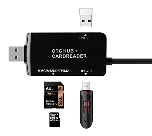 EX1 Kartenleser OTG HUB TF SD Karte USB MMC MS M2 für Apple iPhone / iPad, Android Smartphone und Tablette, und PC Computer Laptop