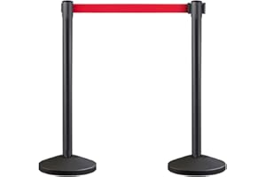 YUFANKAI Crowd Control Stanchion, Set with 6.5 ft/2 m Red Retractable Belt, Durable Crowd Control Barrier with Carbon Steel Baking Painted Stanchion, Rope Barriers Line Divider for Exhibition, Airport(2)