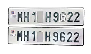 IND Pradeep Bike| Die Pressed Customized Fancy Aluminium Number Plates , With Buyer's four Wheeler Number Embossed Standard Size 50x12cm, 02 piece, White For Old Car | Front And Back|No Barcode, No serial| (white)