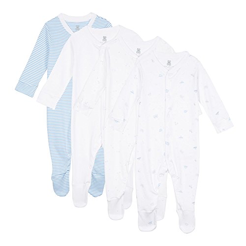 Bluezoo Pack Of Four Babies White Striped And Star Print Sleepsuits 3-6 Months