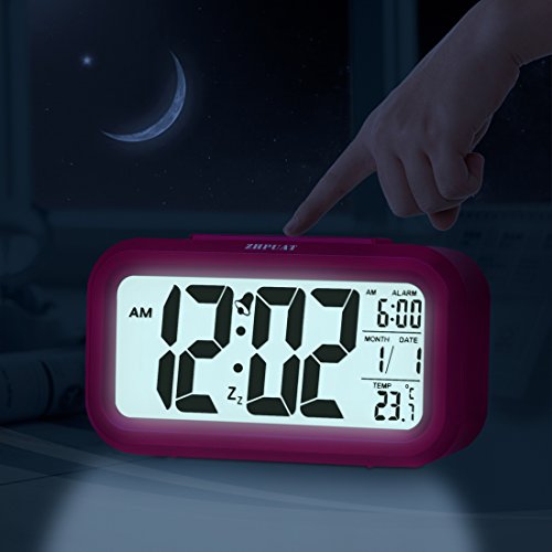 ZHPUAT Digital-Wecker Digitaluhr große LCD-Ziffern mit Hintergrundbeleuchtung Rosa - 8