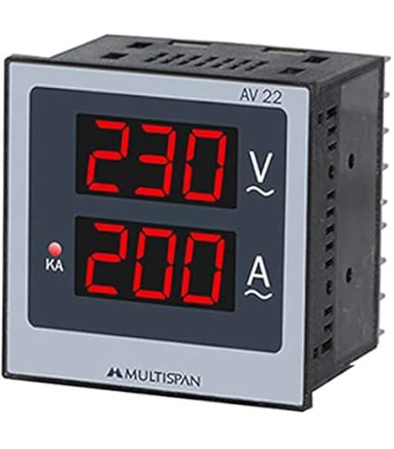 Multispan AV-22 Single Phase Digital Ampere + Volt Meter 72 x 72 x