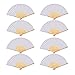 Produktbild sevenmye 8 Stück weiß Seide Faltfächer Bambus Hand Held Fan für Dancing Requisiten Kirche Geschenk Hochzeit Party Decor
