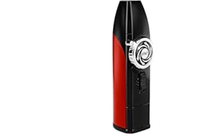 JETPRO Winddichte gerade Feuerzeuge Fackelfeuerzeug mit Sicherheitsschloss und sichtbarem Fenster Blaue Flamme für Kerze Kochen Outdoor Camping Grill (Butangas Nicht enthalten) (Rot)