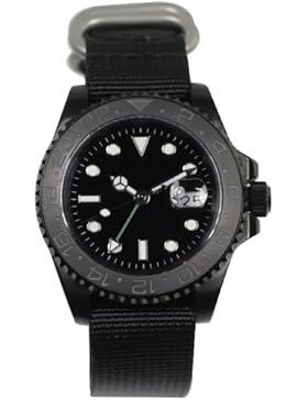 PARNIS Automatikuhr Modell 3001 'GMT-SUB-BLACK' Ø43mm Edelstahl zweite Zeitzone Datumsanzeige Drehlünette Mineralglas