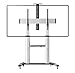 Produktbild RICOO TV Ständer FS0610 Universal für ca. 60-100 Zoll (152-254cm) Auf Rollen Neigbar Höhenverstellbar mit Kabelführung Standfuß Fernsehständer Rollbar Mobil | VESA 400x200 1000x600 | Silber mit Regal