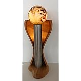 Stehlampe mit indirekter Beleuchtung, Glaskugellampe, Holz, massiv, Edelstahl, Glas