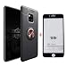 Produktbild SHYHONG Kompatibel Huawei Mate 20 Pro Hülle+5D gehärtetem Glas Soft Silikon TPU Handyhülle mit 360°drehbarer Fingerhalter und Magnetic Metall Blech Anti-Shock Bumper Cover(Rose Gold+Schwarz)