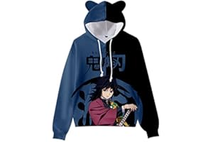 zhedu Kamado Nezuko Cosplay Costume Sweats Mignon Chat Oreille Sweats 3D Imprimé Dessin Animé Anime À Capuche Harajuku Streetwear Kawaii Femmes À Capuche