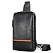 Produktbild Männer Brusttasche Leder Erste Schicht Leder Mann Tasche Schulter Lässig Tasche Umhängetasche (Farbe : Black)