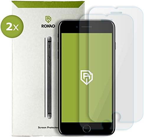 iPhone 6 Plus / 6S Plus Screen Protector Glass Premium [2-Pack] ROKAO Anti-Blue Light iPhone 6S Plus Tempered Glass Bubble Free Film 9H Hardness HD Clarity Cover Ultra Transparent