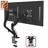 PUTORSEN Support 2 Écran PC Moniteur, Premium Acier Bras Articulé Ergonomique Ressort Gaz pour Double Écrans 17-27', Hauteur Réglable Inclinaison Pivot et Fixation Bureau, Bras Supporte 6,5kg