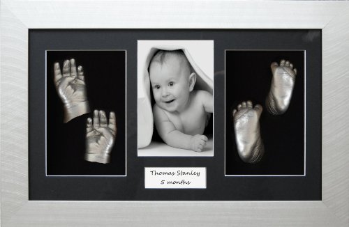 Large / Twins Baby Casting Kit, 14.5x8.5" Silver Frame, Black 4 hole mount, Silver metallic paint by BabyRice