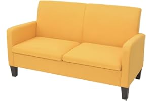 ‎VIDAXL vidaXL Sofa 2-Sitzer Zweisitzer Stoffsofa Polstersofa Loungesofa Sitzmöbel Polstermöbel Designsofa Wohnzimmersofa Gelb 135x65x76cm