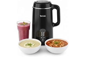 Tefal MultiSoup Soup Maker, 6 Auto Programs, 1L Capacity, Smooth Soups, Chunky Soups, Smoothies, Hot recipes, 4 People, Auto Cleaning Function, Cleaning Brush, Measuring Cup, Glossy black, BL5628G0