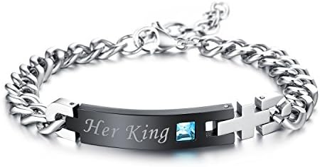 LOHOME Fashion Bracelets "His Beauty&Her Beast/His Queen&Her King" Charm Cuff?Bangle for Mens/Womens/Lovers
