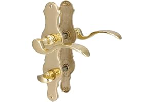 ALPERTEC Türbeschlag Messing poliert für WC/Badtüren mit WC Schlösser, Türklinke Türgriff Türbeschlag