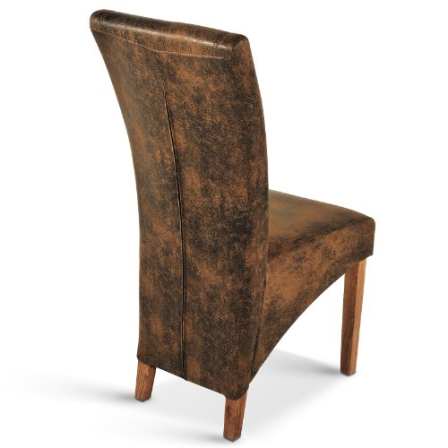 SAM® Esszimmer Polster-Stuhl in wild-leder optik eiche Beine, rustikales Design, Top Qualität [521350] - 