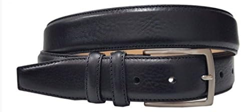 Genuine Italian Luxury Smooth Well-Crafted Leather Suit Belt 35mm Wide - Multiple sizes/ Adjustable (Black, 110)