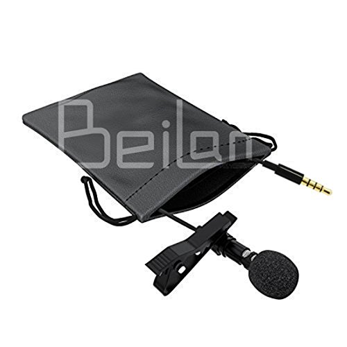 BeiLan Lavalier Risvolto Clip-on Microfono a condensatore omnidirezionale Mini microfono professionale con cavo da 2 m per tutti gli smartphone Android o iOS e Computer Recording