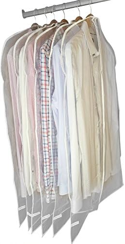 Garment Cover Bags by DRYZEM Set of 6 Shower Proof Covers for Suits, Shirts, Gowns and Dresses 100cm x 60cm- 2 Year Warranty