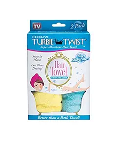 Turbie Twist Microfiber Hair Towel (2 Pack) Yellow-Aqua
