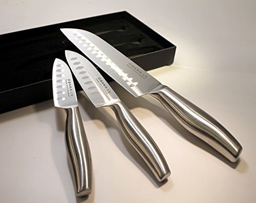 Messer Küchenmesser Set 3-teilig – Santoku Klinge – Eis gehärtet – Edelstahl – scharf und schön (3-teilig, Santoku) - 2