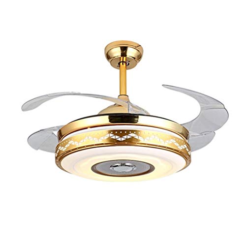 Haodan electronics candelabro Oro 42"Luz de Ventilador de Techo Luz de Techo Moderna Control Remoto Aspas retráctiles Sala de Estar Dormitorio Restaurante (tamaño : 42 in)