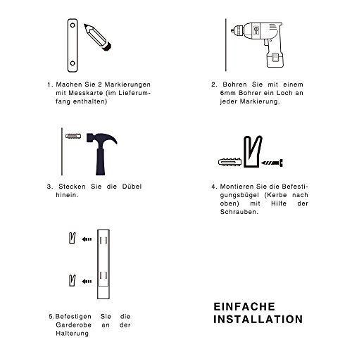 Bedee Klappbar Kleiderhaken Stabil Aluminum Edelstahl Wand-Kleiderständer Anti-rost Garderobenhaken für Wohnzimmer, Bad, Schlafzimmer, Büro, Einfach zu installieren - 8