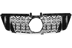 TOOWGM W164 para GTR Style GT Grille Grill Car Front Bumper Grill para Mercedes para Benz ML Class W164 ML320 ML350 ML550 2005-2008 (Chrome Silver)
