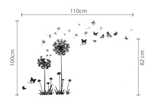 Walplus Wandsticker „Löwenzahn“, PVC, ablösbar, Schwarz - 3