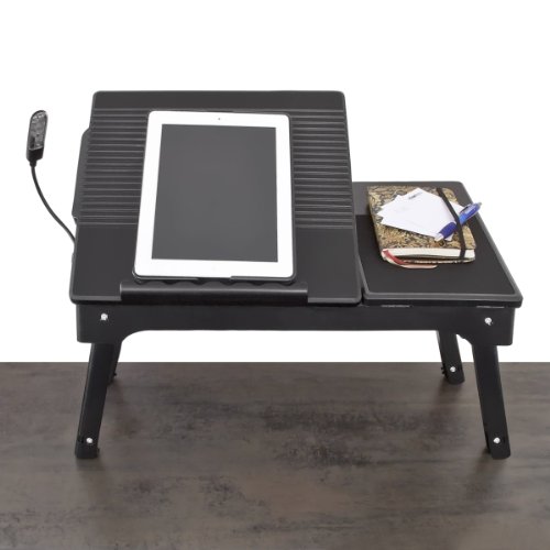 Relaxdays 10017196 Laptoptisch mit Licht und USB-Anschlüssen – höhenverstellbares Laptoptablett - 2