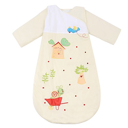 HAPPY CHERRY Autumn Baby Sleeping Bag Long Sleeves SleepSack Wearable Blanket - Cartoon Snail - Yellow - Quilted Cotton - Suitable Height(23.62-35.43inch) - 6 Months-2 Years