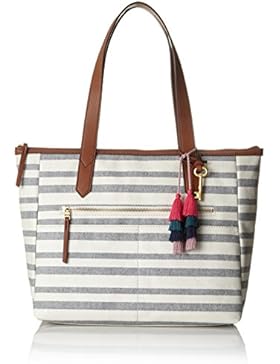 Fossil Damen Damentasche– Fiona Ew Shopper Tote, Mehrfarbig (Blue Stripe), 10.8x28.89x41.91 cm